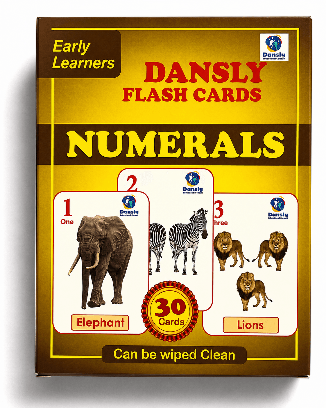 Numerals flash cards box